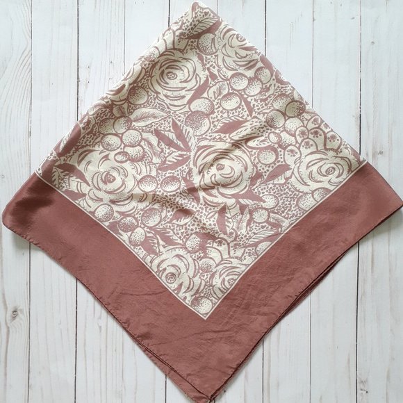 Vintage Anne Klein for the Vera Company Silk Square Scarf Floral Pink 30"x30" - Picture 1 of 14